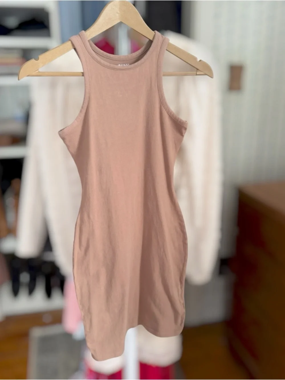 Neutral Bodycon Sleeveless Mini Dress